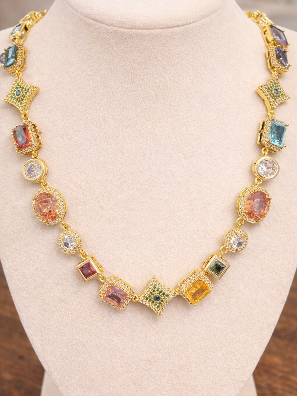 18k gold filled colored gemstone necklace